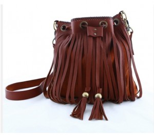 brown fringe purse